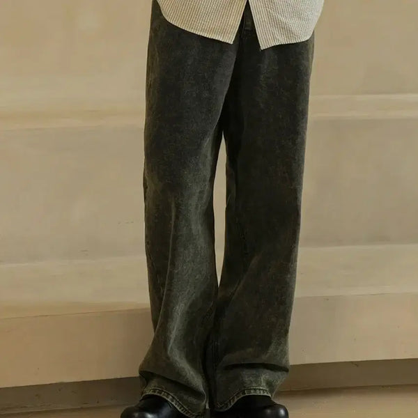 [BUNJANG] WARREN DYE Wide Pants (Khaki) / [S] 와르 - 다잉 와이드팬츠 (카키)