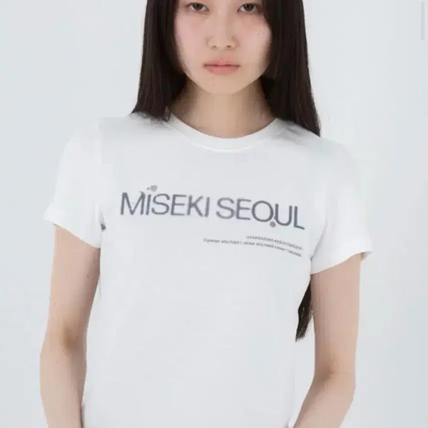 [BUNJANG] Miseki Seoul White Logo Cropped T-Shirt Size 1 / 미세키 서울 반팔 1사이즈