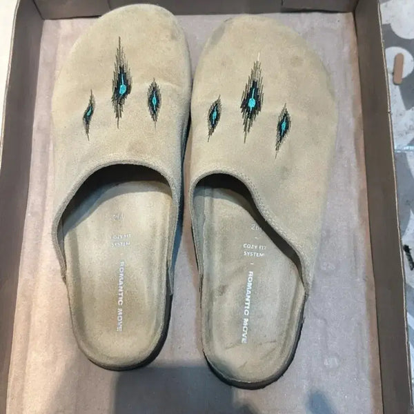 [BUNJANG] Romantic Move Beige Suede Slippers / 로맨틱무브 베이지 슬리퍼