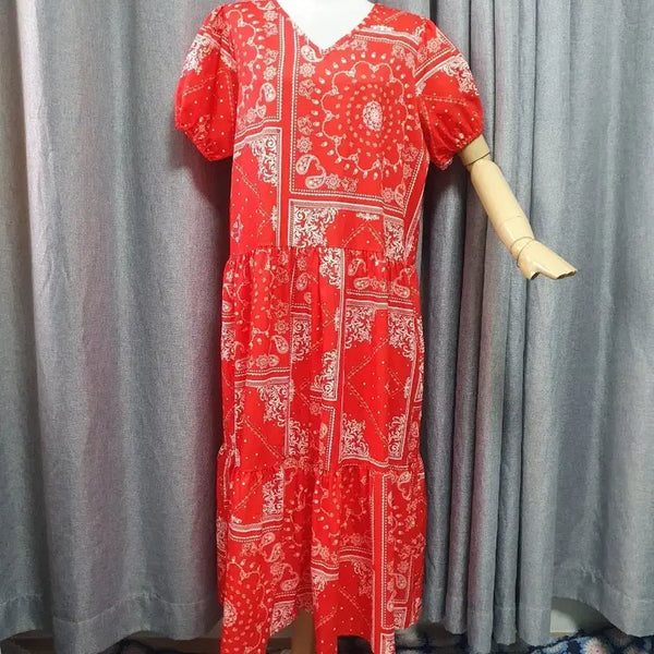 [BUNJANG] Paisley Red Maxi Dress / 페이즐리 레드 맥시 원피스