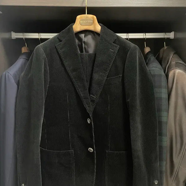 [BUNJANG] Ring Jacket Black Label Black Corduroy Setup Set 46 / 링자켓 블랙라벨 블랙 코듀로이 셋업(46)