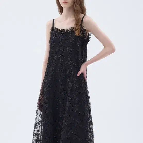 [BUNJANG] OSSECON Sequin Floral Tulle Sleeveless Dress / 오즈세컨 시퀸플로럴 튤 슬리브리스 드레스