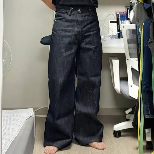 [BUNJANG] Indigo Wide Raw Denim Jeans / [L] 핀터 감성 생지 인디고 와이드 데님