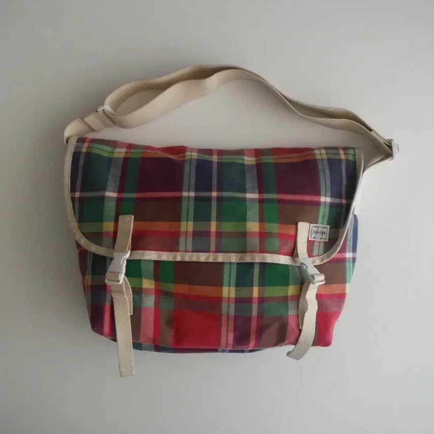 [BUNJANG] Yoshida Porter Madras Check Pattern Messenger Bag / 요시다포터 마드라스 체크 패턴 메신저백