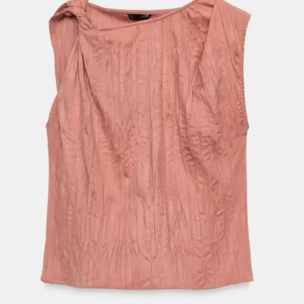 [BUNJANG] Faux Suede Sleeveless Blouse / 페이크 스웨이드 슬리브리스 새상품