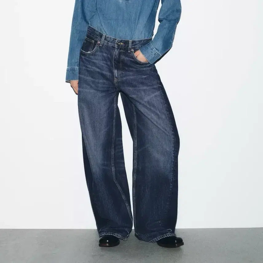 [BUNJANG] Zara Baggy Curve Jeans Wide Pants Size 24 (EU 34) / 자라 배기 커브진 24 사이즈 (EU 34) (정가 79,900원) 와이드팬츠