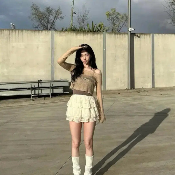 [BUNJANG] Shop Sider Karina Winter Kanken Mini Skirt Lace / [에스파 카리나 윈터 착용] 샵사이다 캉캉 치마 미니 스커트 레이스 포카