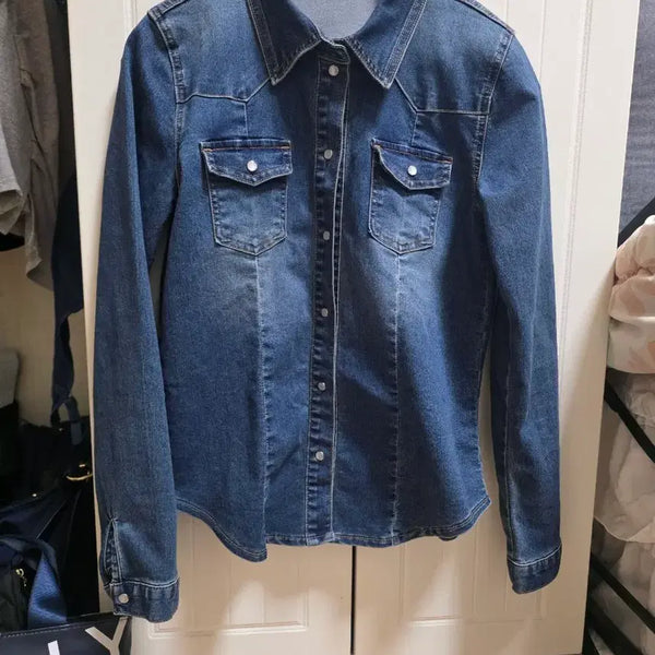 [BUNJANG] Women's Stretch Denim Shirt / m)여성 스판 데님 셔츠 남방