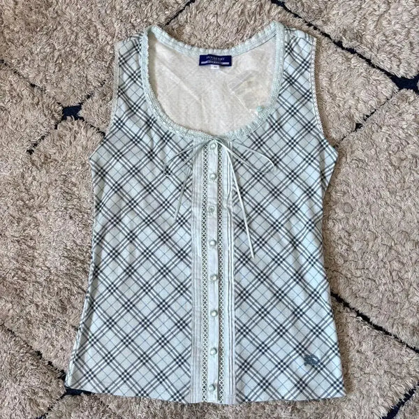 [BUNJANG] Burberry Blue Label Light Blue Ribbon Sleeveless Top / 대대장 희귀템) 버버리블루라벨 소라색 리본 나시