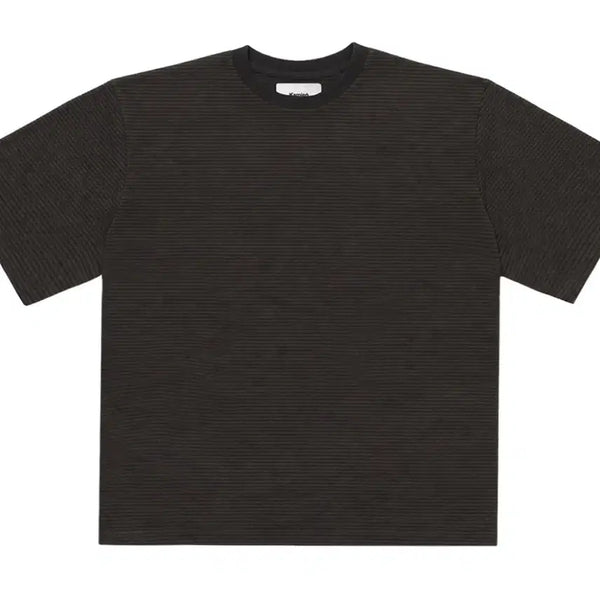 [BUNJANG] KAMYEN Back Pleats Stripe T-Shirt Brown / [OS] 카미엔 백플리츠 스트라이프 티 브라운