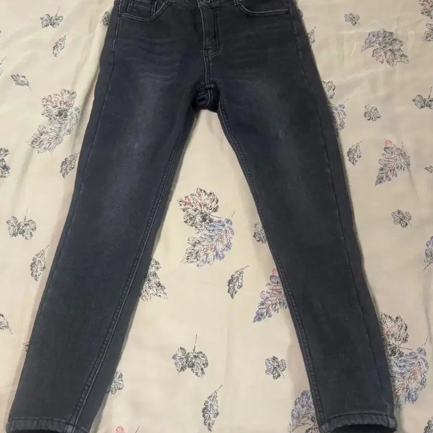 [BUNJANG] High-Waisted Black Denim Pants with Fleece Lining / 하이웨이스트 블랙 데님 융기모 새상품