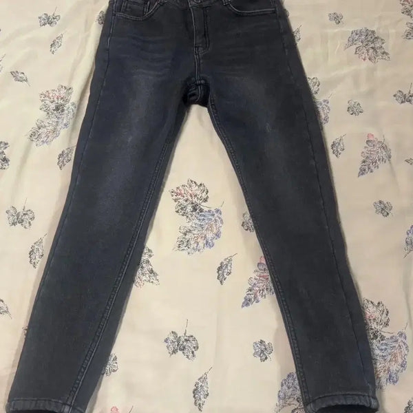 [BUNJANG] High-Waisted Black Denim Pants with Fleece Lining / 하이웨이스트 블랙 데님 융기모 새상품
