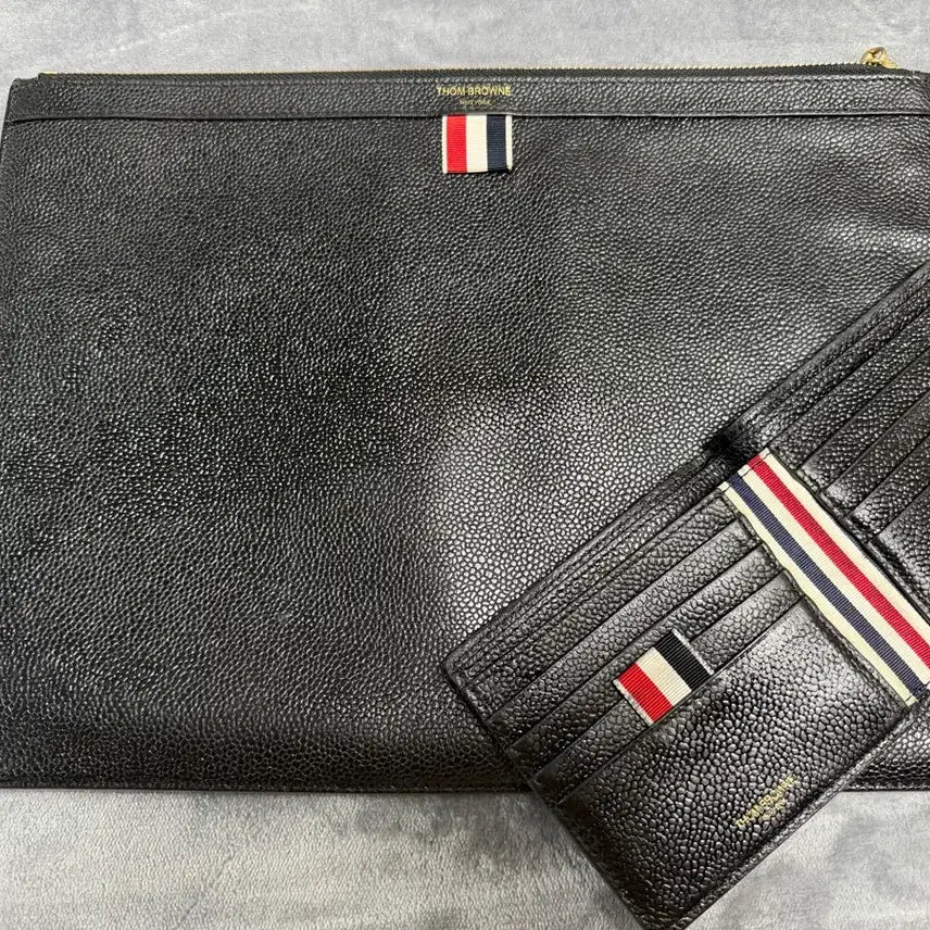 [BUNJANG] Thom Browne Clutch and Wallet Set Black / 톰브라운 클러치 반지갑 세트 블랙