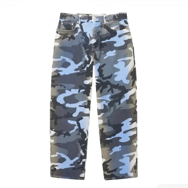[BUNJANG] Stüssy Spray Dyed Canvas Big Ol Jeans Blue Camo 34 / 스투시 스프레이 다이 캔버스 빅 올 진 블루 카모 34