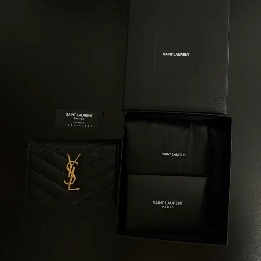 [BUNJANG] Saint Laurent Matelassé Bifold Wallet Black Gold Hardware / 입생로랑 마틀리세 반지갑 블랙 금장