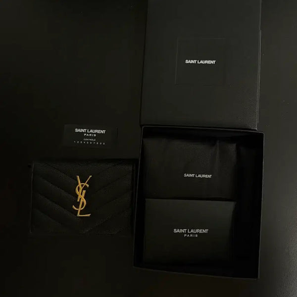 [BUNJANG] Saint Laurent Matelassé Bifold Wallet Black Gold Hardware / 입생로랑 마틀리세 반지갑 블랙 금장