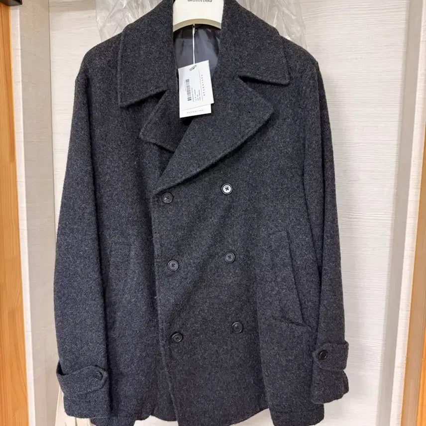 [BUNJANG] Brown Yak Boiled Wool Peacoat Charcoal Size 3 / 브라운야드 보일드울 피코트 차콜 3