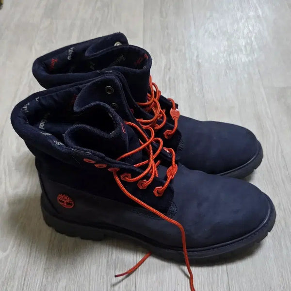 [BUNJANG] Timberland Women's Navy/Orange Two-Tone Rolltop Boots / 팀버랜드 여성 네이비/오렌지 투톤 롤탑부츠