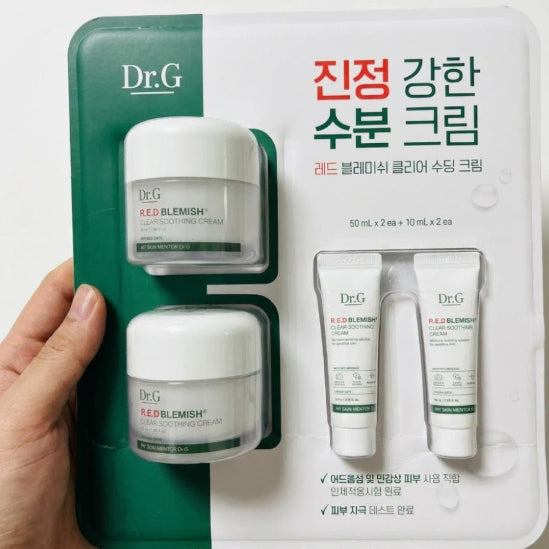 [BUNJANG] Dr.G Red Blemish Clear Soothing Cream Set / 닥터지 레드 블레미쉬 클리어 수딩 크림 50ml 2개 10ml 2개 시카 수분크림 코스트코