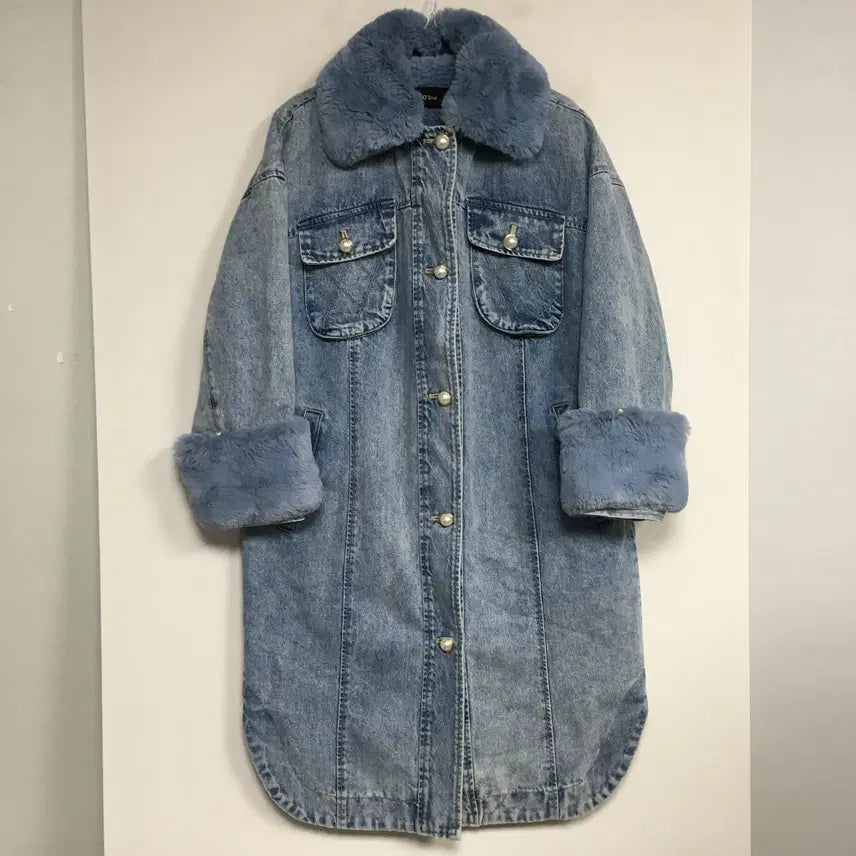 [BUNJANG] Ozssecon Pearl Trim Denim Jacket / 오즈세컨 퍼트리밍 진주 데님 자켓