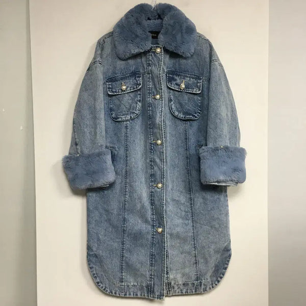[BUNJANG] Ozssecon Pearl Trim Denim Jacket / 오즈세컨 퍼트리밍 진주 데님 자켓