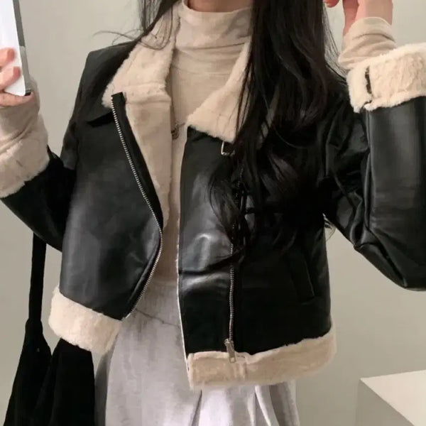 [BUNJANG] Winder Cropped Mink Fur Leather Mustang Jacket / 윈더 크롭 밍크퍼 레더 무스탕