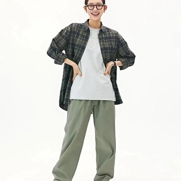 [BUNJANG] Khakis Plaid Flannel Shirt Olive / 카키스 khakis 플레이드 플란넬 셔츠 올리브 M(2)사이즈