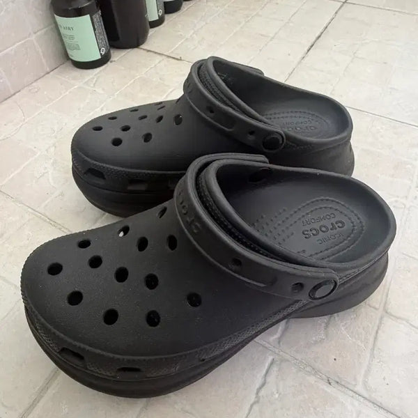 [BUNJANG] Crocs Black Platform Sandals / 크록스