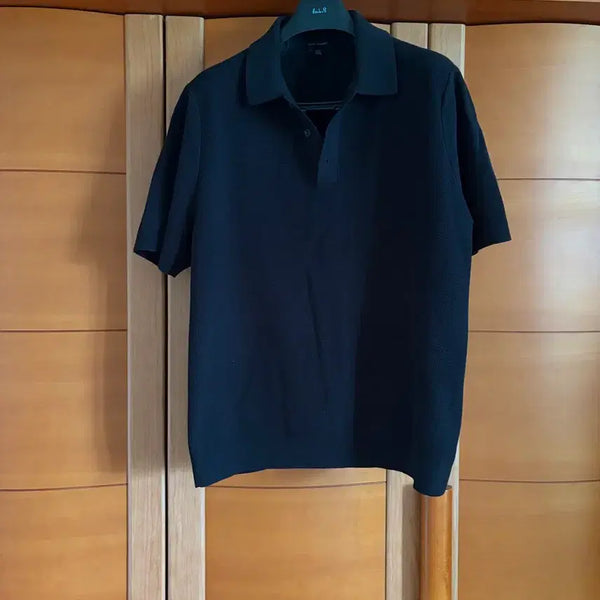 [BUNJANG] Club Monaco Textured Half Sleeve Knit Polo Black / 클럽모나코 텍스처드 하프 슬리브 니트 폴로 블랙