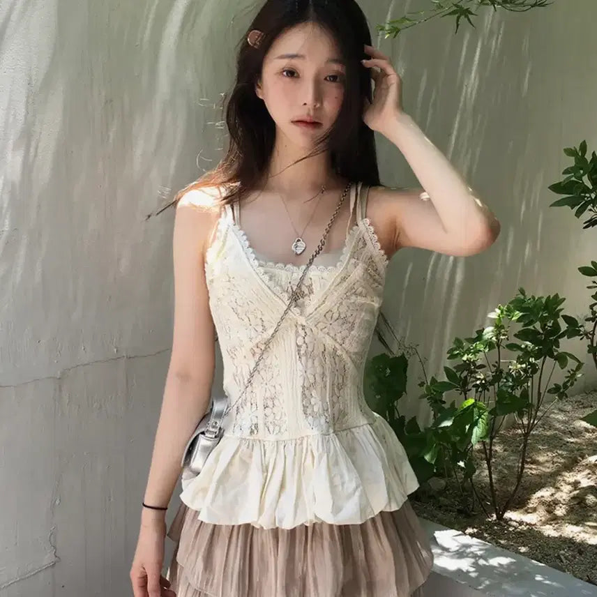 [BUNJANG] Twive/Grow-Hyde Punching Lace Balloon Blouse / 트위/그로우하이드 펀칭 레이스 벌룬 블라우스