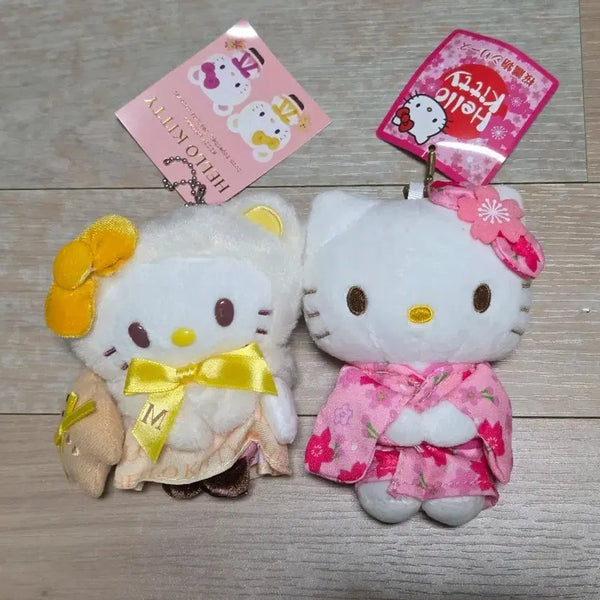 [BUNJANG] Sanrio Hello Kitty Sakura Kimono Plush Keychain (Set of 2) / 산리오 헬로키티 봉제인형 키링 2종