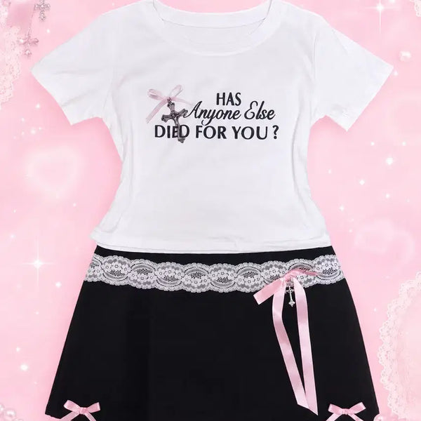 [BUNJANG] Hime Gyaru Top and Skirt Set / 히메갸루 상하의 세트 팔아요