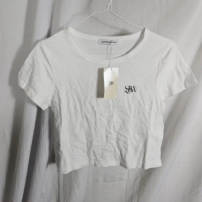[BUNJANG] Slow Record House Crop T-shirt (New) / 슬로우레코드하우스 크롭티(새상품)