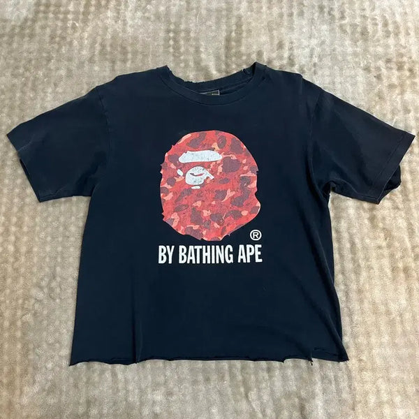 [BUNJANG] BAPE Camo Big Logo Cropped Short Sleeve T-Shirt / 베이프 카모 빅로고 크롭 반팔 티셔츠 M/95