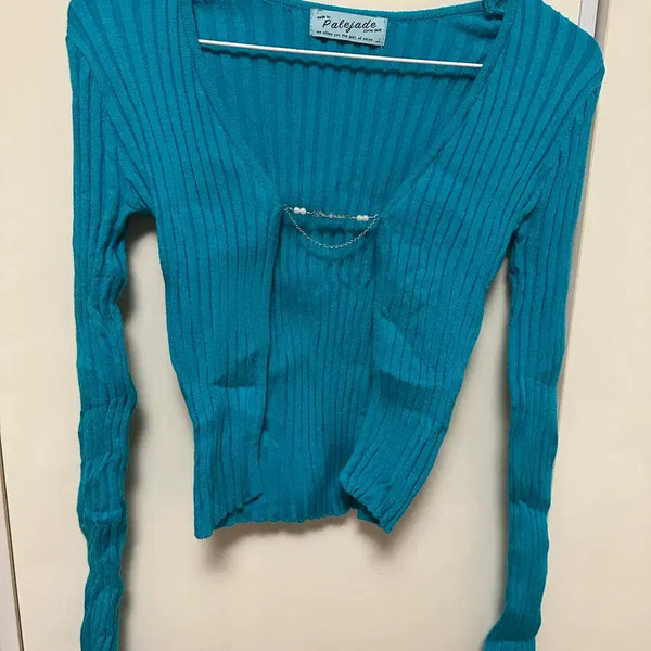[BUNJANG] Fayeed Knit Cardigan Blue-Green / 페일제이드 니트 가디건 블루그린