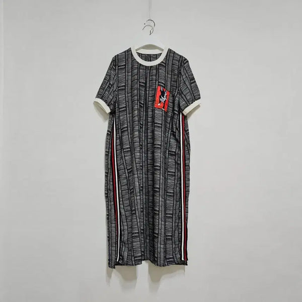 [BUNJANG] Ribbed Color-Block Long Dress / 시보리배색 롱원피스