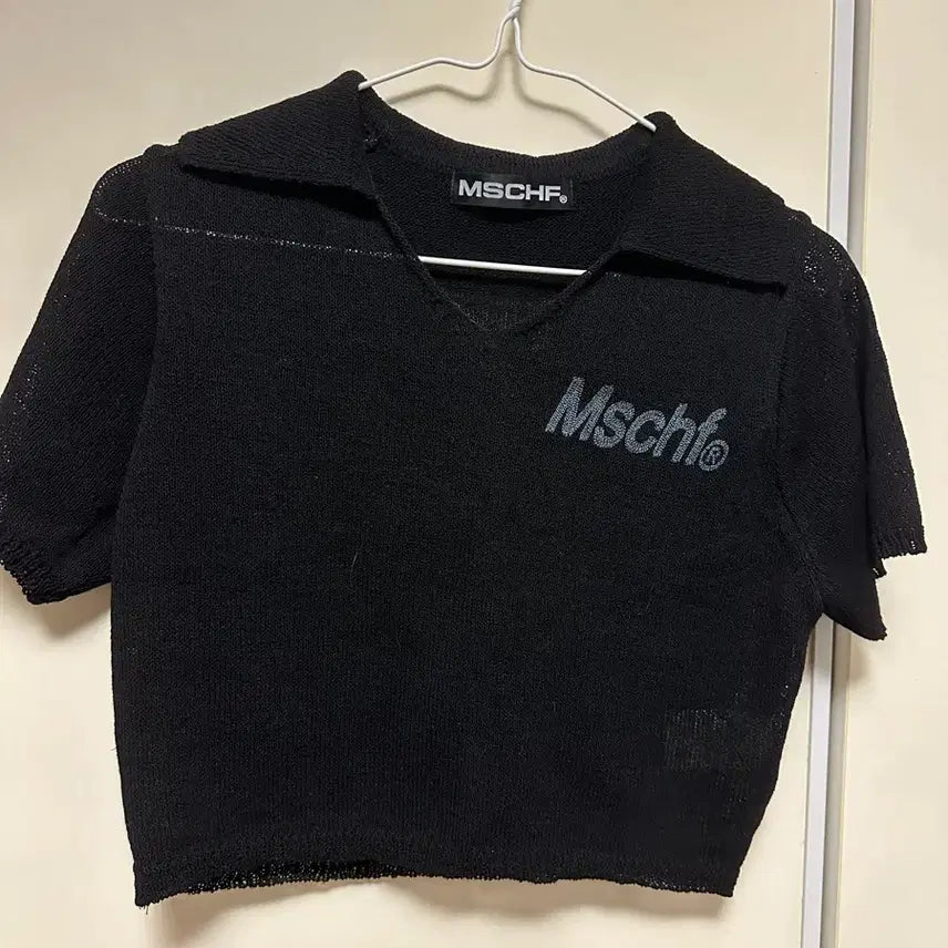 [BUNJANG] MSCHF Short Sleeve Knit Collar Top / 미스치프 MSCHF 반팔 니트 카라 탑 s