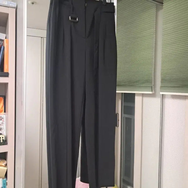 [BUNJANG] LINE EDITION Belted Slacks Black Size 55 / 라인에디션 찰랑 벨트 슬랙스 듀엘지컷에고이스트