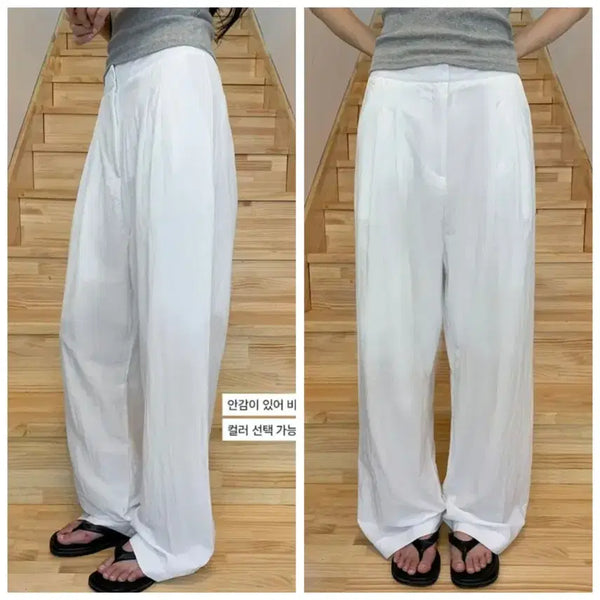 [BUNJANG] Pintuck Wide Tencel Linen Summer Pants / 핀턱 와이드 리오셀린넨 여름 바지