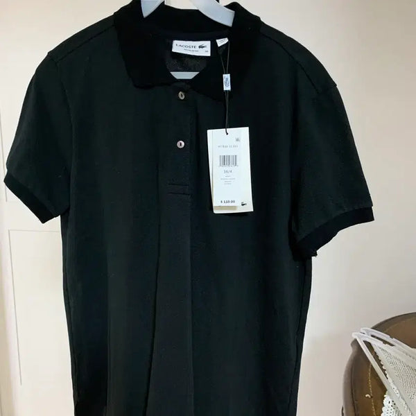 [BUNJANG] Lacoste Black Short-Sleeve Polo T-Shirt / 라코스테 반팔 카라티 블랙