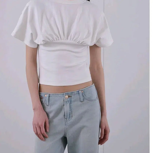 [BUNJANG] ORDES White Shirring Detail T-Shirt / ORDES 화이트  티셔츠
