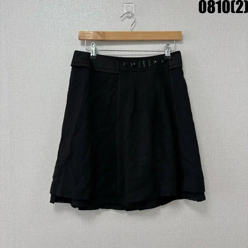 [BUNJANG] Black Zipper Detail Flare Skirt / 블랙 징 장식 플레어 스커트
