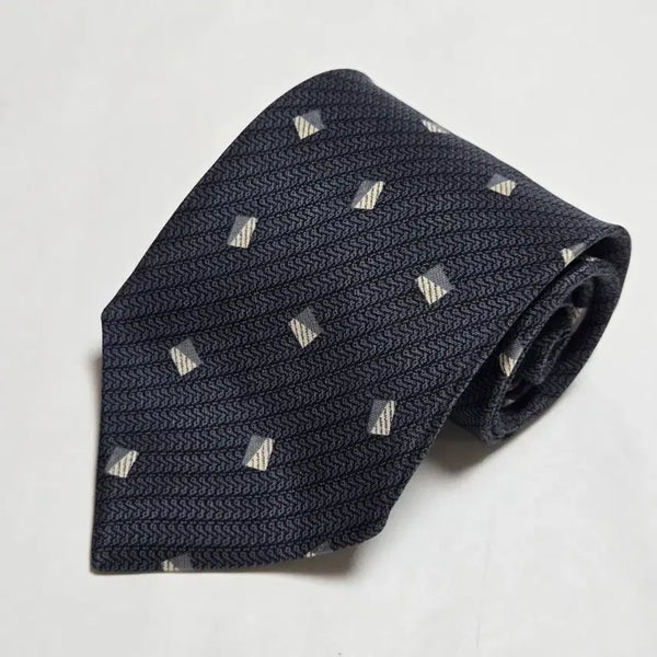 [BUNJANG] Giorgio Armani Silk Patterned Necktie Navy / 조르지오 아르마니 넥타이 네이비 패턴