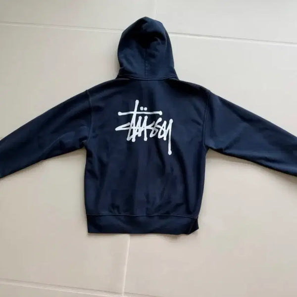 [BUNJANG] Stussy Overdyed Stock Logo Navy Hoodie Zip-Up / 스투시 오버다이드 스탁 로고 네이비 후드집업