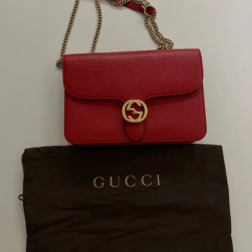 [BUNJANG] Gucci Interlocking GG Red Large Chain Bag / 구찌 인터로킹 GG 레드 라지