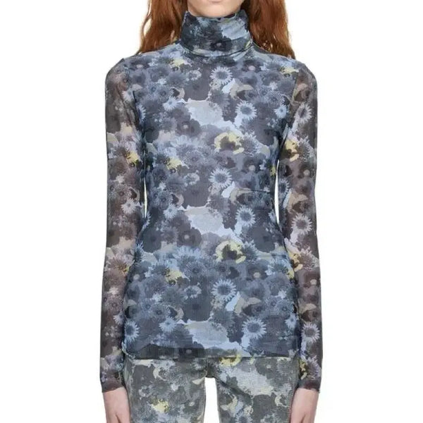 [BUNJANG] GANNI Flower Turtleneck Top / 가니 플로워 터틀넥 탑