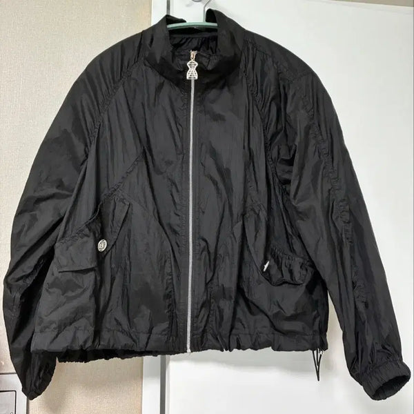 [BUNJANG] Black Zip-Up Windbreaker Jumper / 블랙 집업 바람막이 점퍼