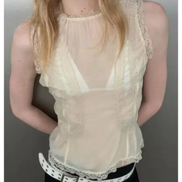 [BUNJANG] Zara Lace Line Button Shirt - Medium / 자라 레이스 라인 버튼 셔츠M 새상품