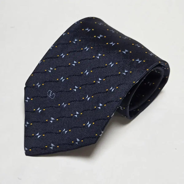 [BUNJANG] Valentino Silk Necktie Navy Pattern / 이태리산 발렌티노 실크 넥타이 네이비 패턴