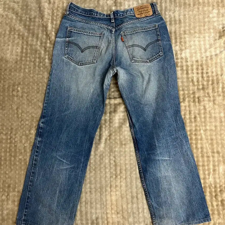 [BUNJANG] Levi's 221 Orange Tab Washed Denim Pants / 리바이스 221 오렌지탭 워싱 데님 팬츠 W92 L86